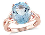 5.50 Carat (ctw) Blue Topaz Ring in Rose Pink Plated Sterling Silver